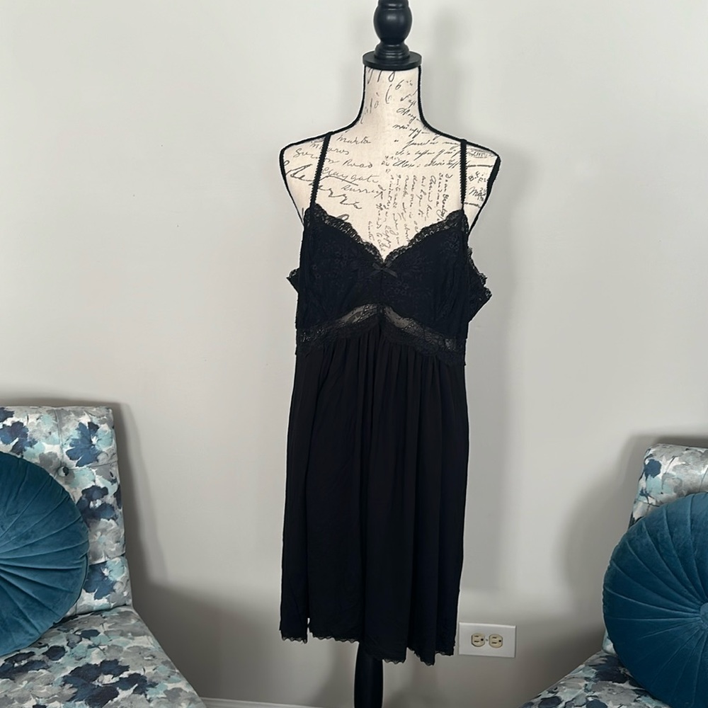 Black Chemise with Lace Intimate Lingerie PJ